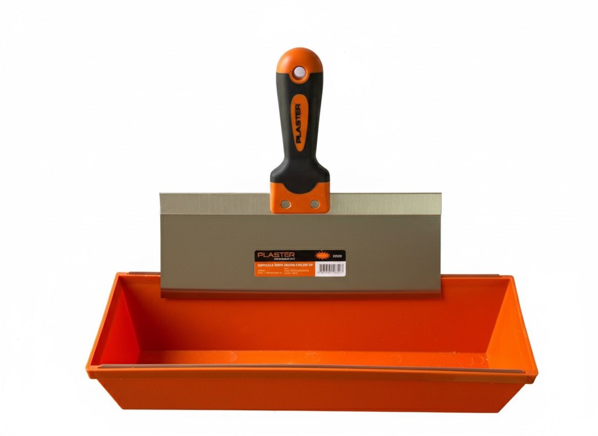 Kit Espátula Reta 10''25cm Inox Com Bandeja Plástica Para Gesso da Plaster