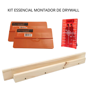 Kit Essencial Montador de Drywall Suporte para Alinhamento + Suporte de Madeira + Placa Magnética Vermelha/Verde